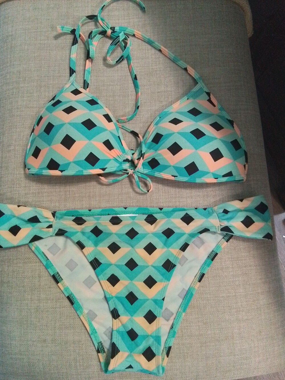Body Glove Geometric Mint & Peach Bikini Set